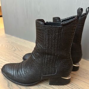 Alexander Wang Anouk Black Lizard Embossed Boot Size 37